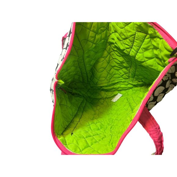 Buckhead Betties Adore-A-Ball Quilted Tote Bag With Pink Trim Green Lining NWT - Picture 4 of 6